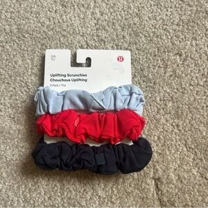 Lululemon Athletica Scrunchies Set in Blue, Red, and Black